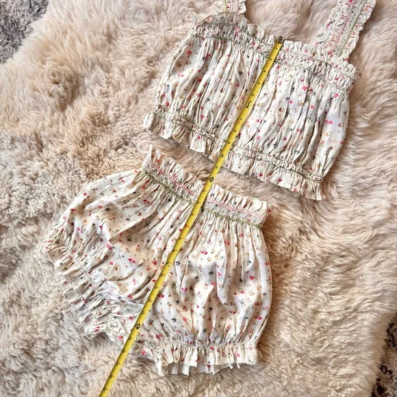 ✨🪷🍧DÔEN ‘Elle & Dew’ Silk Cottage Breeze Floral Embroidered Loungewear Set XS✨ - Picture 13 of 17